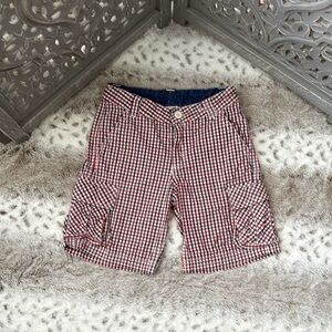 Hanna Andersson red white and blue checkered shorts boys size 6 4th of July